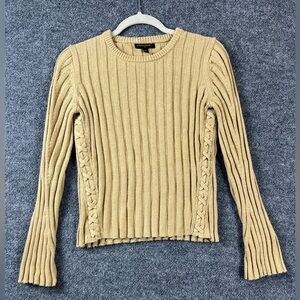 Banana Republic Sweater Women XS Vertical Cable Knit‎ And X Stitch Y2K Grunge